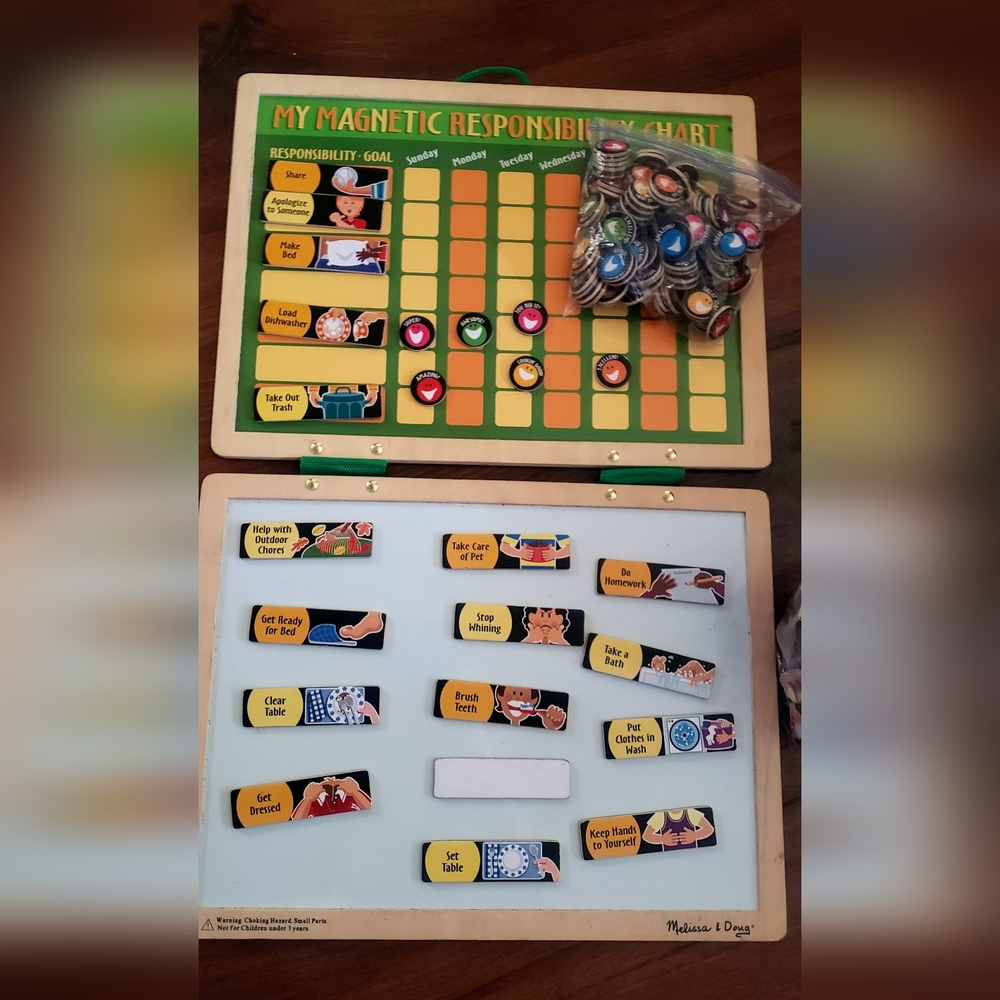 2 Melissa and Doug Wooden Magnetic Responsibility Charts